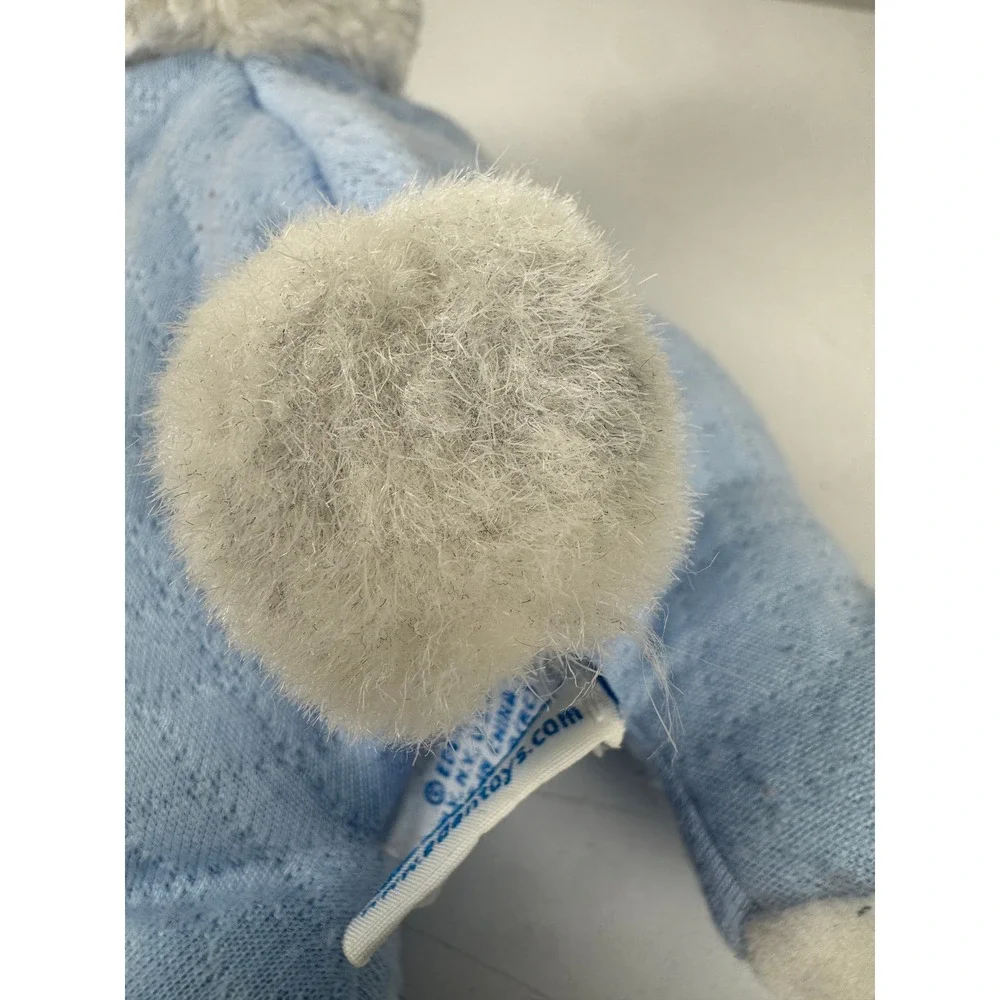Vintage‎ Eden Blue White Plush Bunny Rabbit Floppy Ear Stuffed Animal Toy AF-843